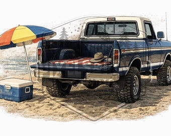 Vintage Dentside Truck PNG, Retro 4x4 Pickup Design (Digital Download)