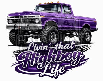 Purple Highboy Truck PNG, Vintage 4x4 Pickup Graphic (Digital Download)