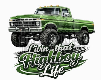 Green Highboy Truck PNG, Vintage 4x4 Pickup Graphic (Digital Download)