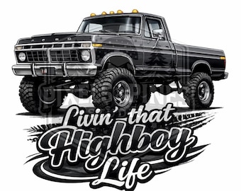 Vintage Highboy Truck PNG, Retro 4x4 Pickup Design (Digital Download)