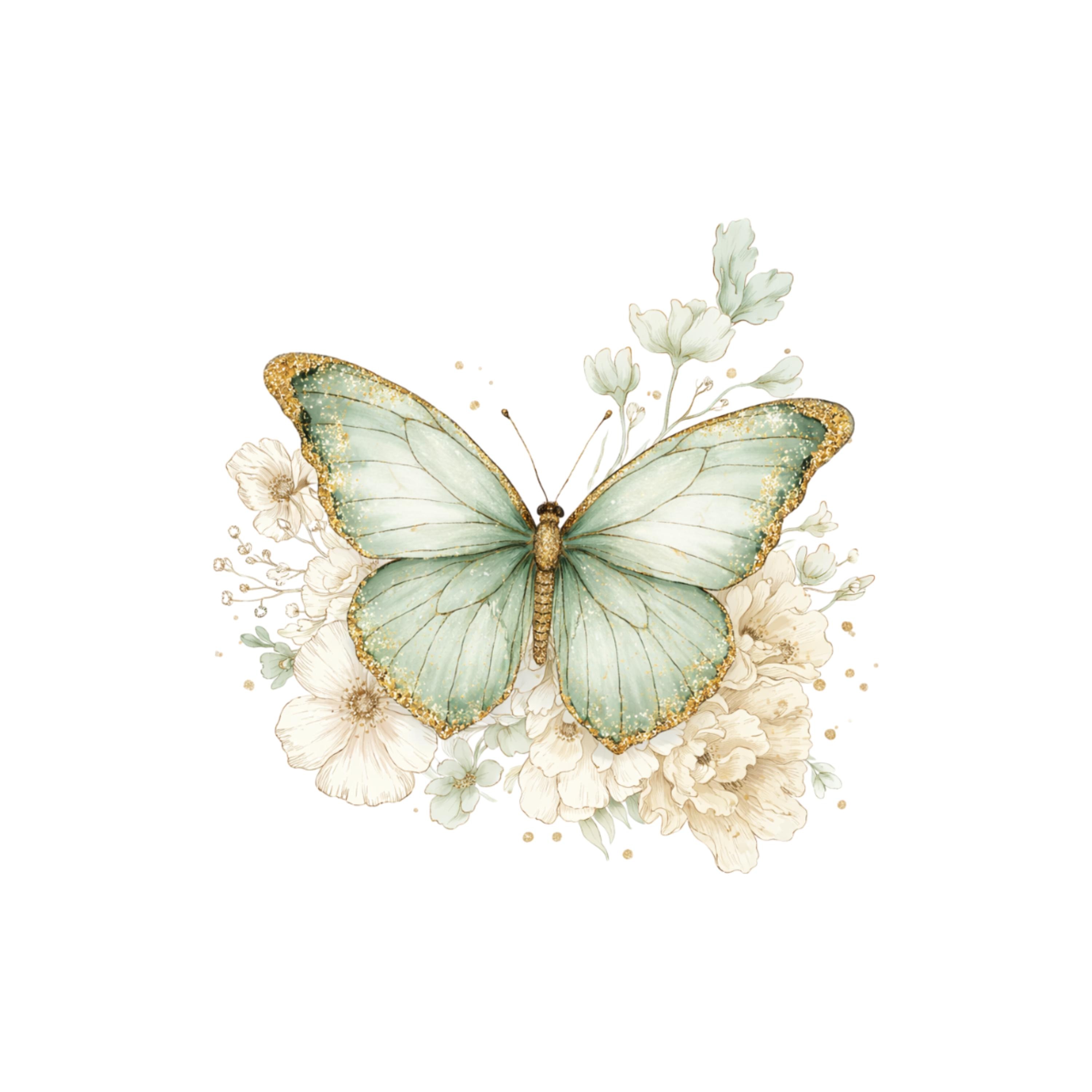 Sage Green Watercolor Butterfly Clipart,floral Butterflies Bundle ...