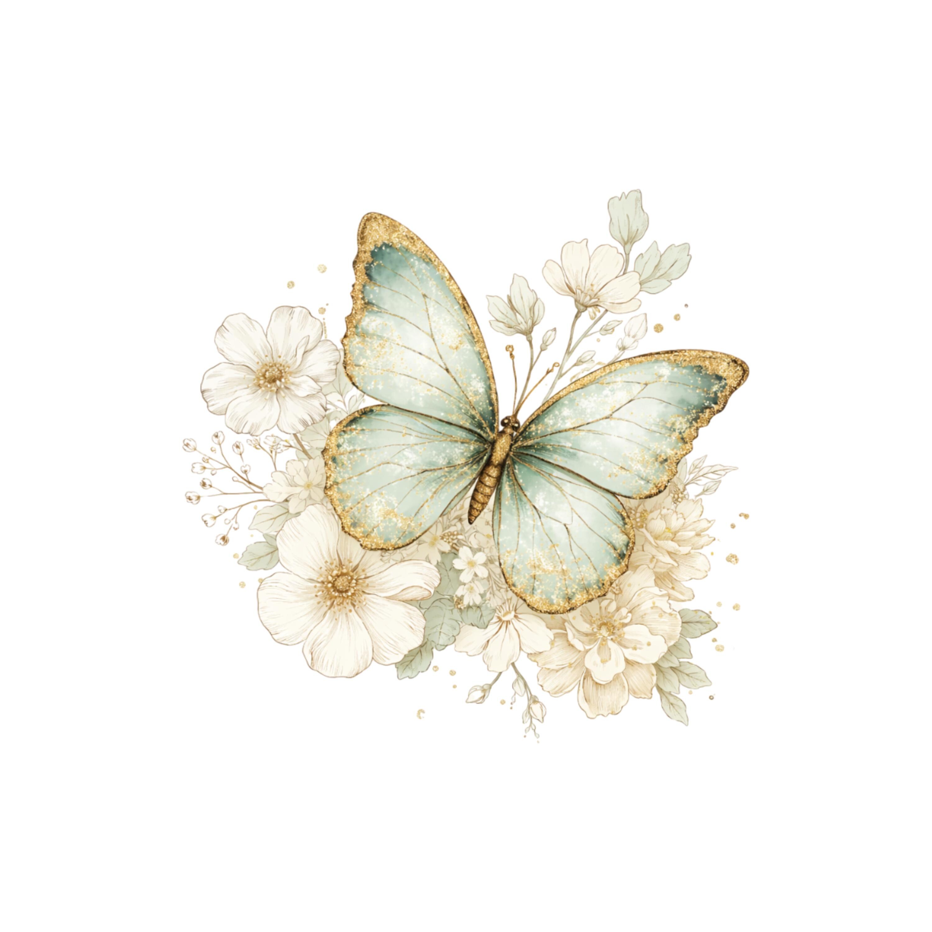 Sage Green Watercolor Butterfly Clipart,floral Butterflies Bundle ...