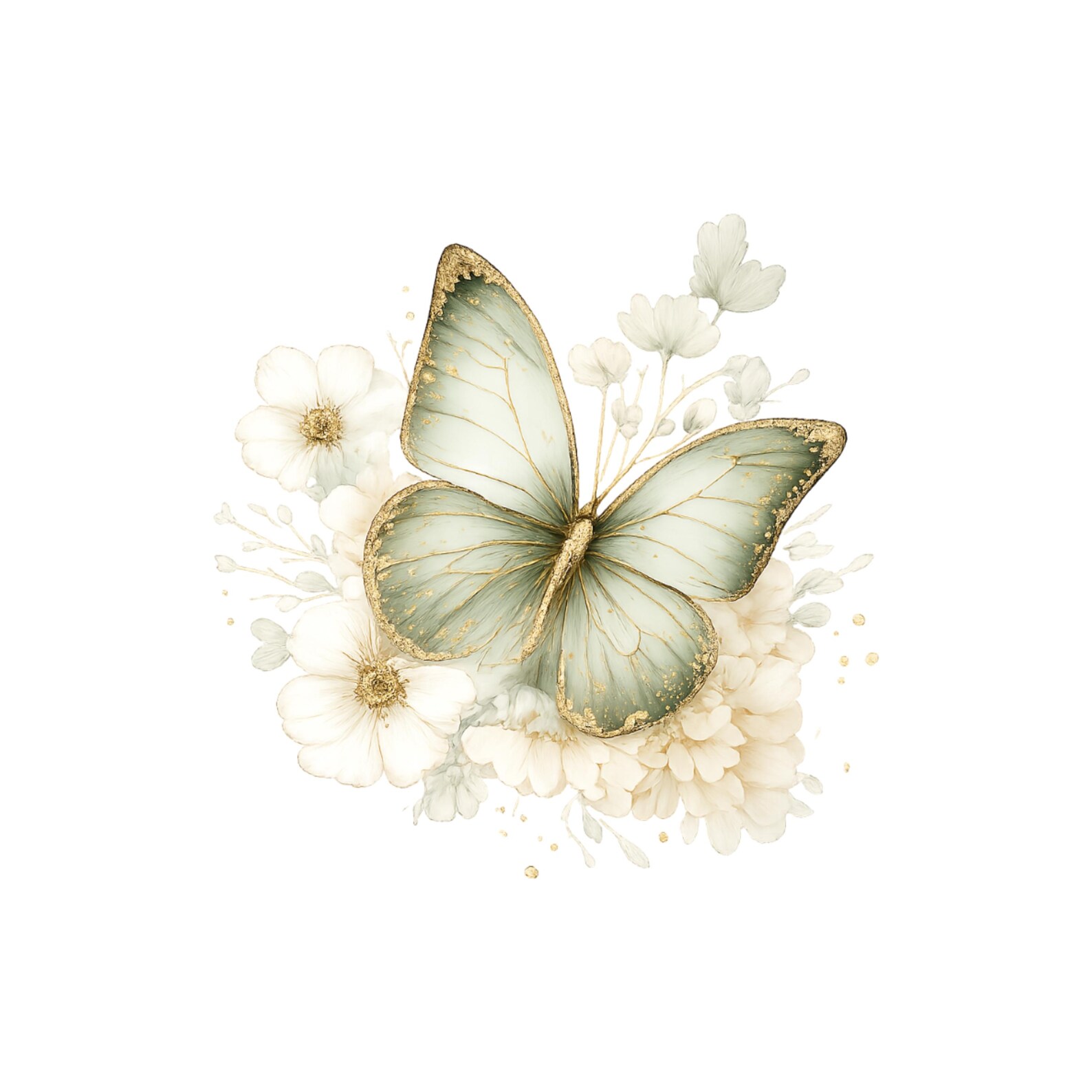 Sage Green Watercolor Butterfly Clipart,floral Butterflies Bundle ...