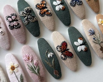 Fermagli per capelli con farfalle ricamate