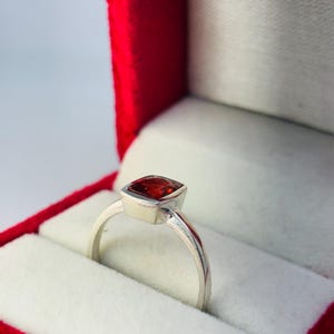 Ruby Bezel Ring | Emerald Cut Red Ruby Sterling Silver Ring | Personalized Birthstone Ring | Handmade Solitaire Ring | Gift for Her image 3