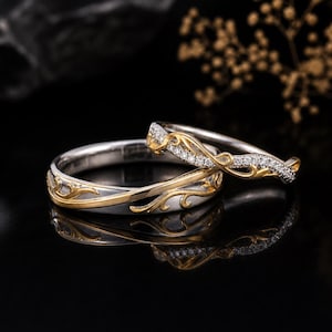 Elegante anello a fascia con motivo a vite in argento sterling 925 – Fede nuziale minimalista ispirata alla natura, anello impilabile a forma di foglia realizzato a mano.