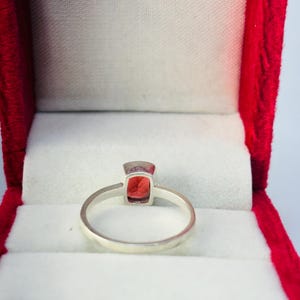 Ruby Bezel Ring | Emerald Cut Red Ruby Sterling Silver Ring | Personalized Birthstone Ring | Handmade Solitaire Ring | Gift for Her image 6