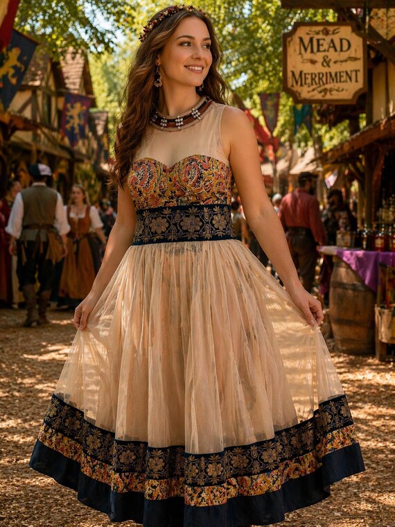 Women’s Ren Faire Medieval Brocade Gown