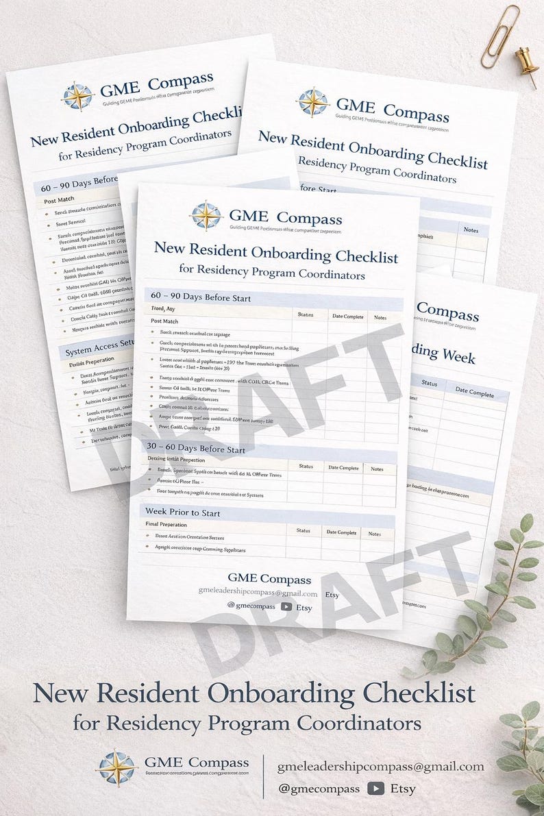 New Program Development Checklist New Resident Onboarding Checklist for Residency Program Coordinators - Etsy