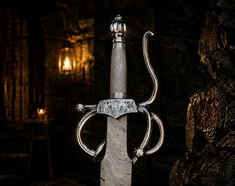 Handmade Damascus Steel Longsword, Handmade Medieval Knight Sword, Viking Display Wall Decor Collector Gift for Husband Halloween Gift
