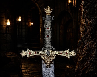 Damascus Steel Royal Serpent Sword Medieval Fantasy Display Piece Gift for Him Costume Sword Halloween Gift Dad Christmas gift Wall decor