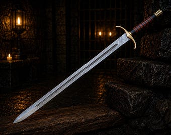 Handmade Damascus Steel Longsword, Handmade Medieval Knight Sword, Viking Display Wall Decor Collector Gift for Husband Halloween Gift