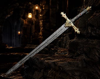 Damascus Steel Royal Serpent Sword Medieval Fantasy Collectible Gift for Dad 8th Anniversary Gift For him Groomsman Gift Halloween wedding