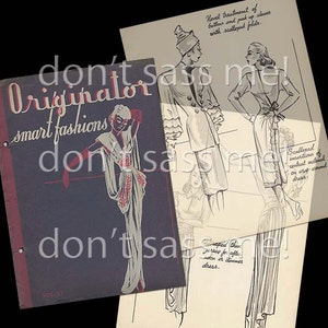 1940s Digital Download ORIGINATOR Fashion Sketchbook Catalog - 33 Pages Vintage Printable PDF