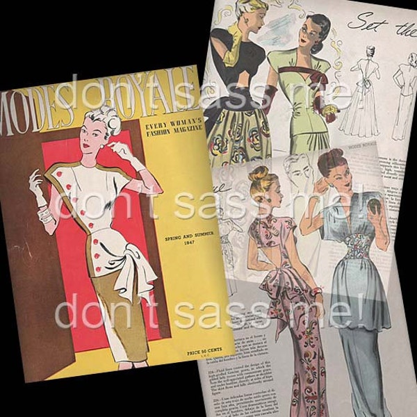 1940s Digital Download Vintage MODES ROYALE Pattern Catalog - 25 Pages Printable PDF