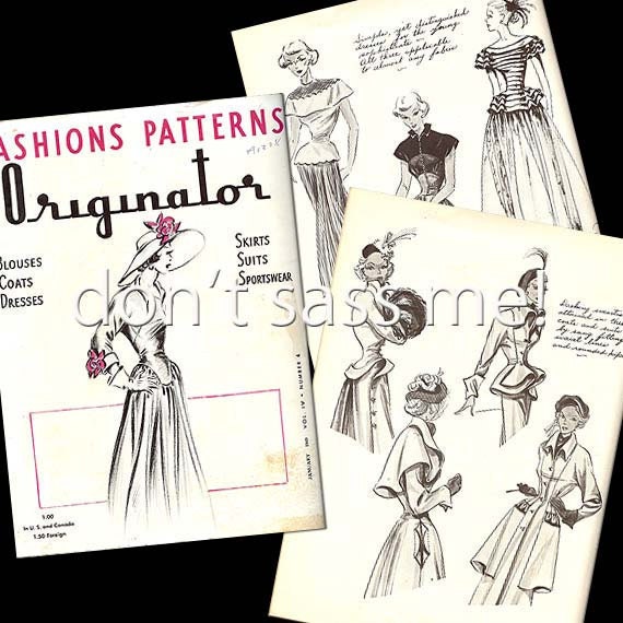 1940s Digital Download ORIGINATOR Fashion Sketchbook Catalog 38 Pages  Vintage Printable PDF 