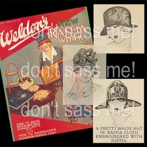 Instant Download 1920s WELDON&#39;S New Raffia Work Knitting Crochet Pattern Book HAT Cloche 20 Pages