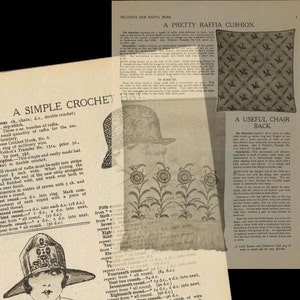Instant Download 1920s WELDON'S Neue Raffia Arbeit Stricken Häkelmuster Buch Hut Cloche 20 Seiten Bild 2
