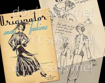 1940er Jahre Digital Download ORIGINATOR Mode Skizzenbuch Katalog - 33 Seiten Vintage Printable PDF