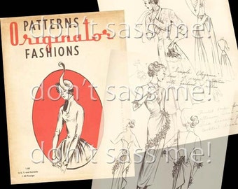 1940s Digital Download Vintage ORIGINATOR Pattern Catalog Fashion Sketchbook Sewing - 41 Pages Printable PDF