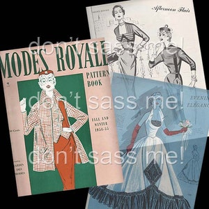 1950s Digital Download Vintage MODES ROYALE Pattern Catalog - 27 Pages Printable PDF