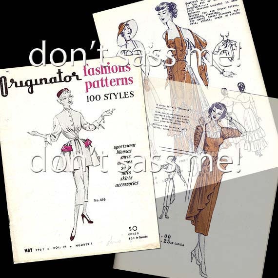 1950s Digital Download Vintage Originator Fashion Sketchbook Catalog 64 Pages Printable Pdf