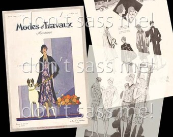 1920s Digital Download Vintage Modes et Travaux 1928 French Fashion Magazine Pattern Catalog - 32 Pages Printable Pdf