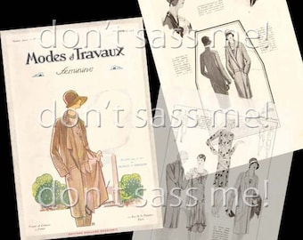 1920s Digital Download Vintage Modes et Travaux 1928 French Fashion Magazine Pattern Catalog - 32 Pages Printable Pdf