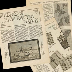 Instant Download 1920s WELDON'S Neue Raffia Arbeit Stricken Häkelmuster Buch Hut Cloche 20 Seiten Bild 3
