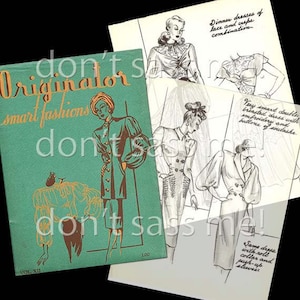1940s Digital Download ORIGINATOR Fashion Sketchbook Catalog - 33 Pages Vintage Printable PDF