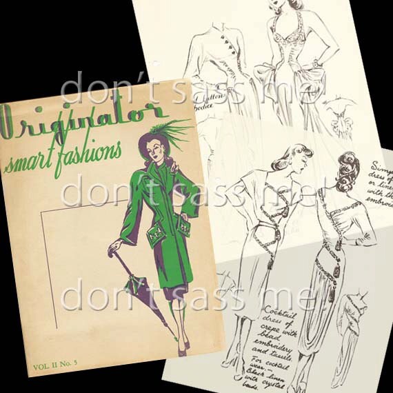 1940s Digital Download Originator Fashion Sketchbook Catalog 33 Pages Vintage Printable Pdf