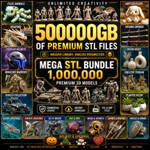 Mega STL-bundel van meer dan 500 TB | Flexibele dieren, draken, voertuigen, animefiguren, cosplay-rekwisieten en 3D-printbestanden
