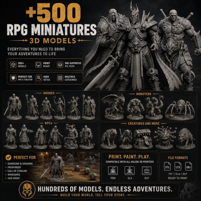 500+ Fantasy RPG Miniatures 3D Models – STL Bundle (digital Download ...