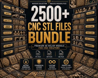 2500+ CNC STL Files Bundle | Cnc Router 3D Relief Models | Wood Carving STL Files | Decorative Panels stl | Instant Download