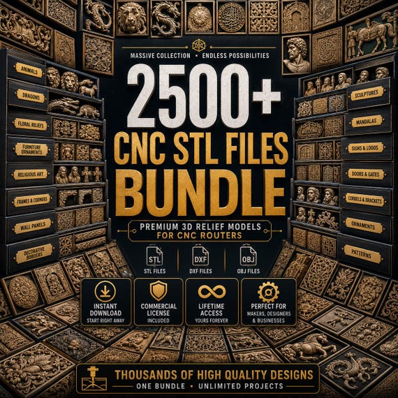 2500+ CNC STL Files Bundle | Cnc Router 3D Relief Models | Wood Carving STL Files | Decorative Panels stl | Instant Download