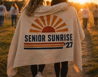 Senior Sunrise '27 Velveteen Plush Blanket | Retro Sunrise Stripes