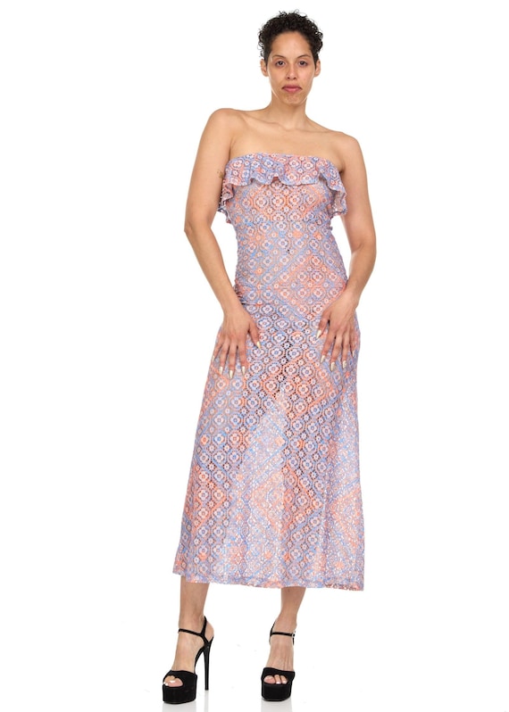 strapless pastel maxi dress Clarisse 811148 Glitter Sparkle Pastel Strapless Long Dress