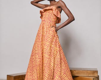 Tanzania Maxi Dress | Pink African Print Gown | Ethical Luxury Occasionwear