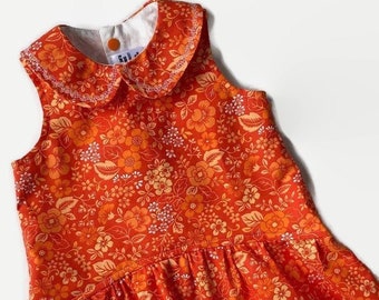 Floral Orange Baby Dress - Baby Girls Dresses - Summer Dresses For Babies - Drop Waist Dress - Toddler Floral Dress