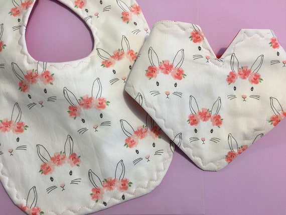 Bunny Bibs -Bunny Bandana Bib - Girl Baby Bibs - Rabbit Bib - Dribble Bibs - Baby Gifts -Easter Bibs Il_570xn