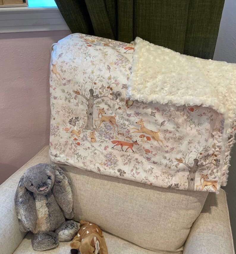Woodland Baby Blanket Woodland Nursery Bedding Baby Girl Etsy