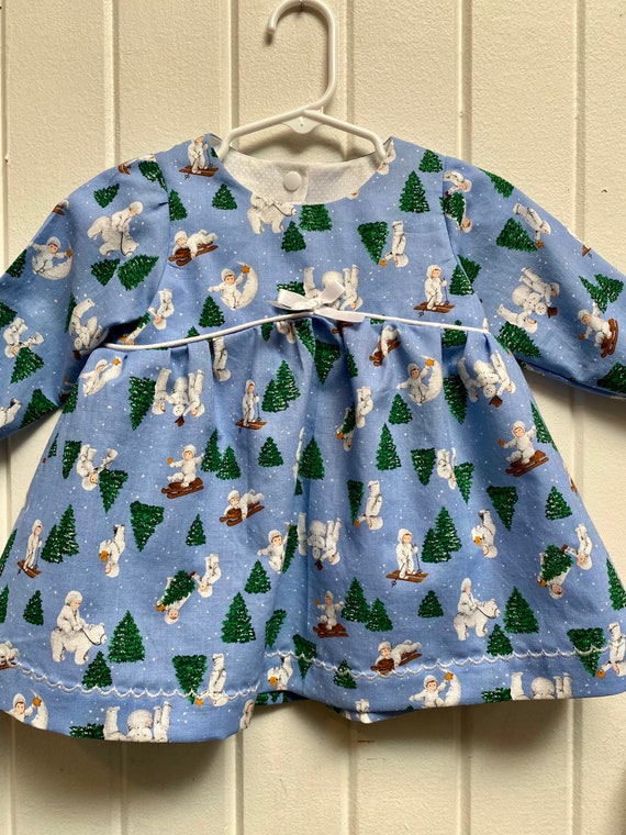 baby girl blue christmas dress