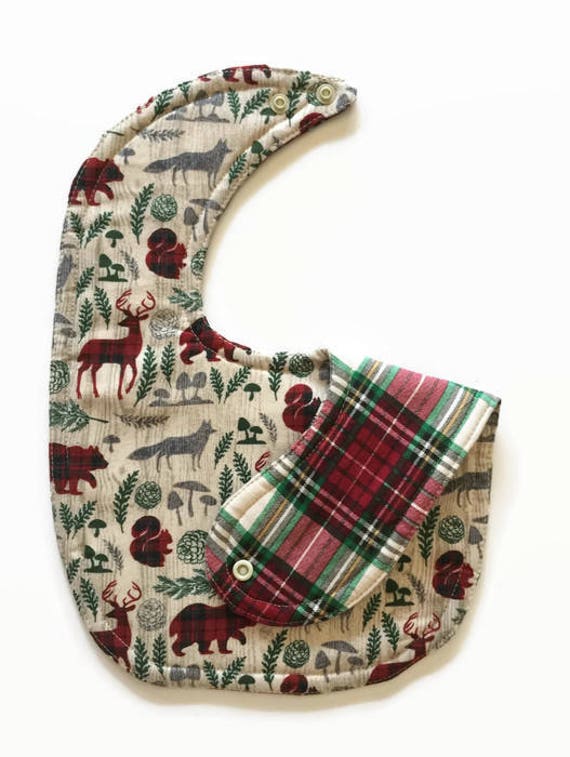 Woodland Bibs Baby Boy Bibs Boys Plaid Bib Boy Christmas Bibs