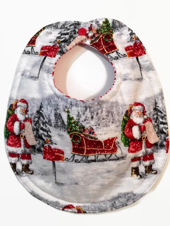 Retro Santa Bib - Christmas Bibs - Vintage Christmas - Santa Claus Bib Il_570xn