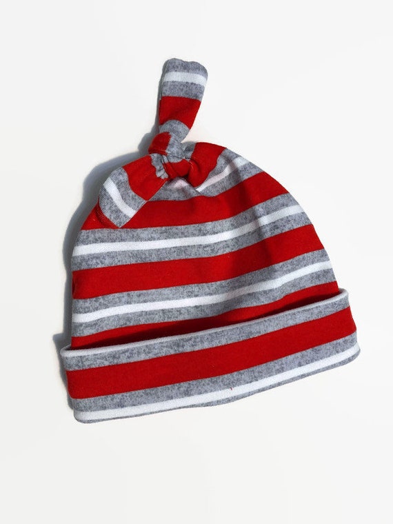 Red And Gray Knit Baby Hat - Knotted Baby Hat - Baby Hats For Boys - Baby Hats For Girls - Gifts For Babies - Gender Neutral Baby Hats Il_570xn