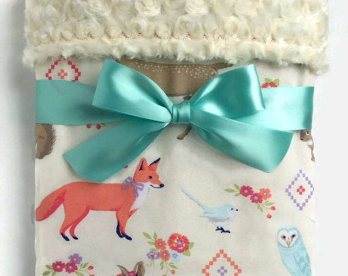 Woodland Baby Blanket Baby Girl Blanket Minky Blanket Baby Girl Gifts
