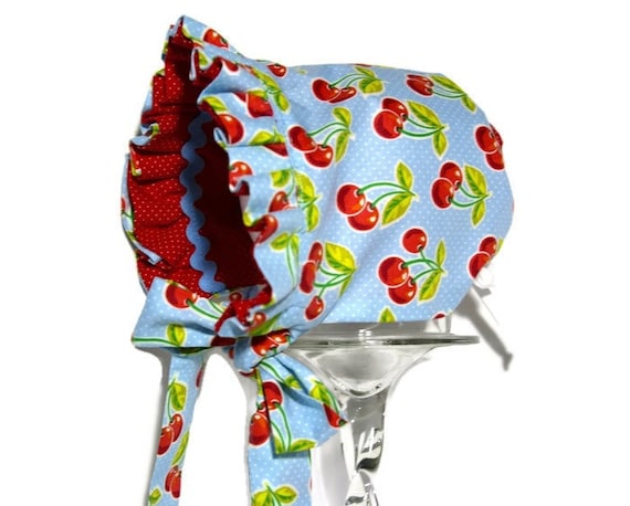 Cherry Sun Bonnet - Ruffled Summer Bonnets - Girl Sun Hats Il_570xn