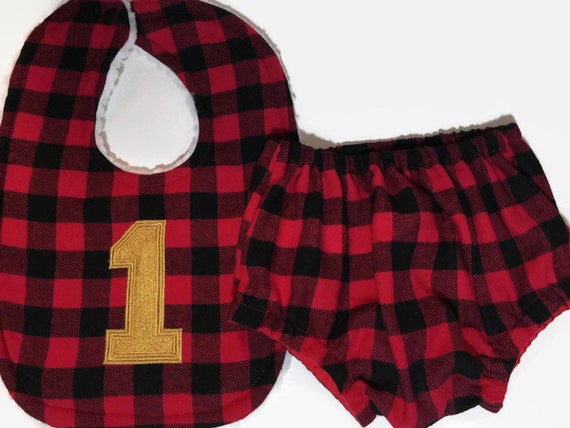 Lumberjack Birthday Bib - Buffalo Plaid Bibs - 1st Birthday Bibs - Buffalo Plaid Diaper Covers - Cake Smash Outfits - Baby Boy Birthday Bibs Il_570xn