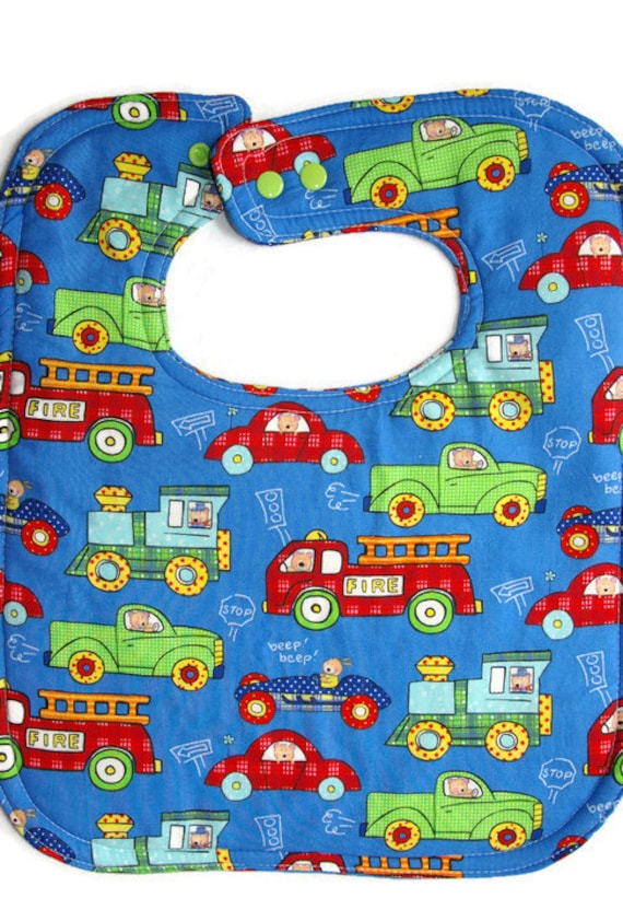 Toddler Bib Boy - Cars and Trucks Bib - Firetruck Bib - Toddler Bib - Baby Boy Bib - Firefighter Baby - Big Bibs - Special Needs Bibs - Il_570xn