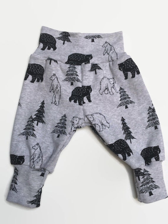 Bear Harem Pants - Woodland Leggings - Grow With Me Pants For Babies - Bear Pants And Bodysuit - Knit Joggers For Toddler Boys Il_570xn